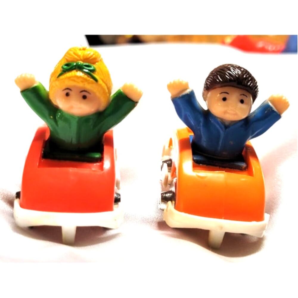 Vintage 80s Cabbage Patch Kids Roller Coaster Cars 2 Pc Lot Miniature Girl Boy
